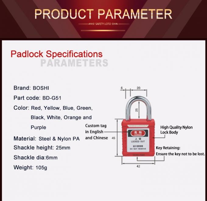 Краткость Padlock безопасности padlocks BD-G57 пользовалась ключом похожий Padlock цвета для tagout замка вне